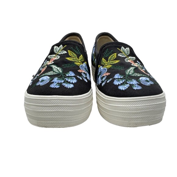 Keds x Rifle Paper Co. Black Floral Embroidered Slip-on Casual Sneakers Size 7 - Picture 3 of 12